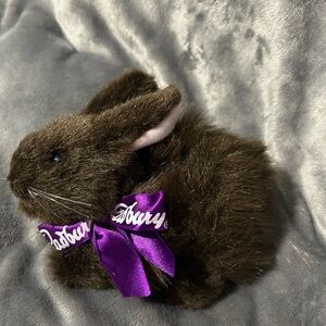 Cadbury,Brown Plush Bunny with Purple Ribbon